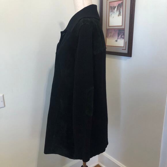 Vintage Y2K Terry Lewis Classic Luxuries Black Leather Wool Knit Jacket Suede L - Picture 4 of 11